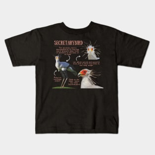 Animal Facts - Secretarybird Kids T-Shirt